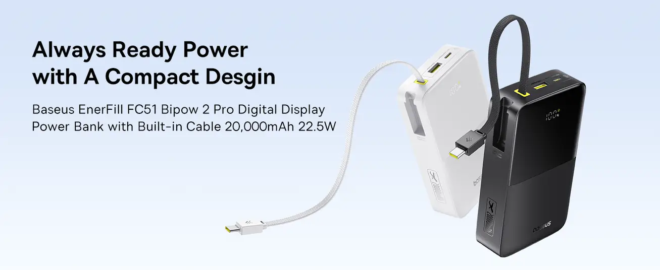 Baseus EnerFill Bipow2 Pro 20000mAh Power Bank with Built