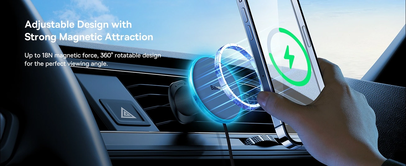 Baseus CW01 Magnetic Wireless Car Charger & Phone Holder, 15W MagSafe Fast Charging, 25W Type