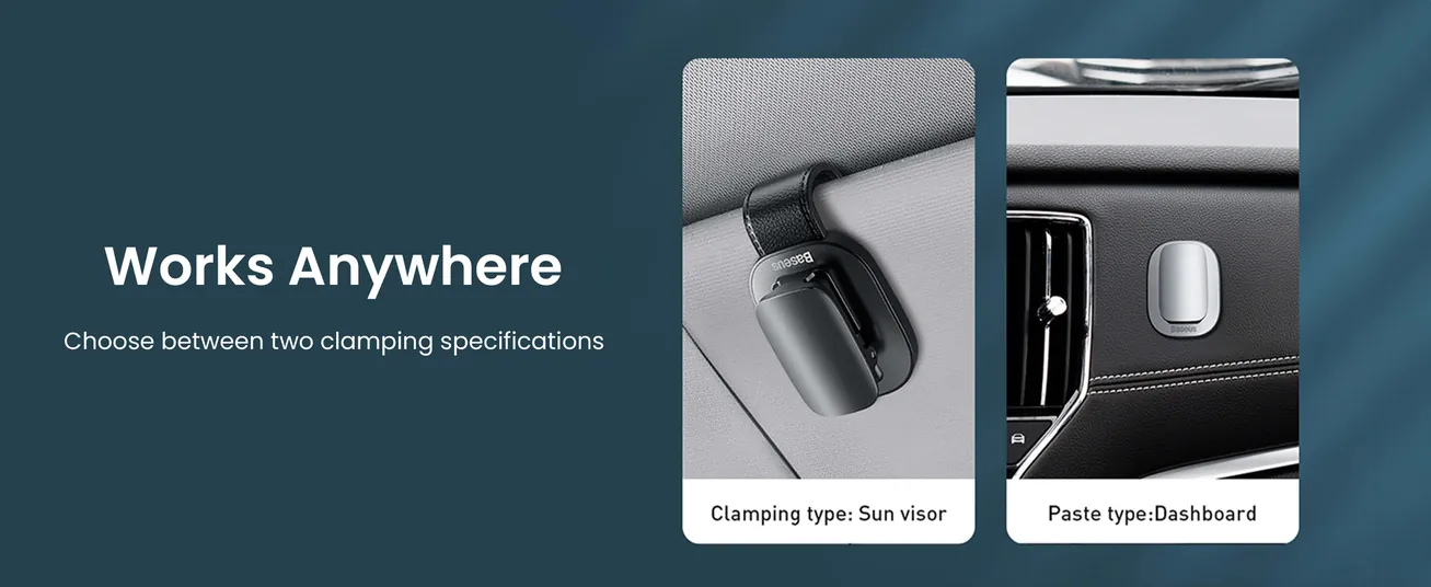 Baseus Car Glasses Holder, Car Visor Sunglass Holder, Universal Auto Visor Glasses Organizer Clips
