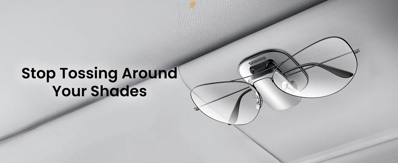 Baseus Car Glasses Holder, Car Visor Sunglass Holder, Universal Auto Visor Glasses Organizer Clips