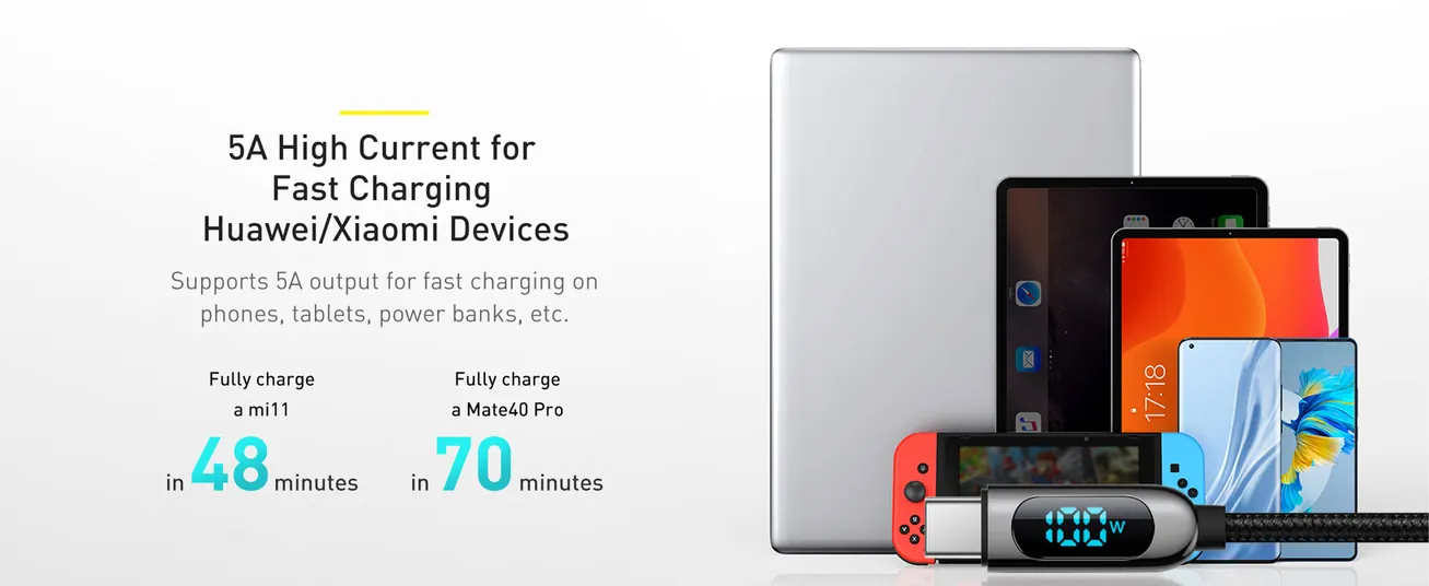 Baseus LED Display Fast Charging Data Cable Type
