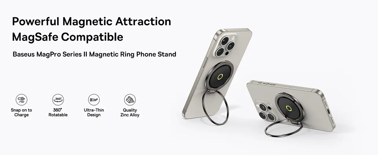 Baseus Magnetic Ring Holder for MagSafe – 360° Adjustable Phone Stand Grip