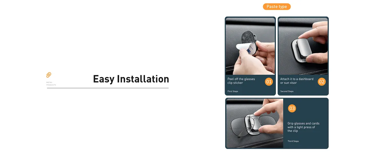 Baseus Car Glasses Holder, Car Visor Sunglass Holder, Universal Auto Visor Glasses Organizer Clips