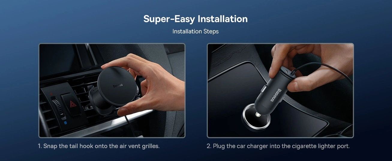 Baseus CW01 Magnetic Wireless Car Charger & Phone Holder, 15W MagSafe Fast Charging, 25W Type