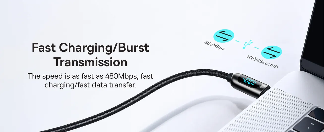Baseus LED Display Fast Charging Data Cable Type