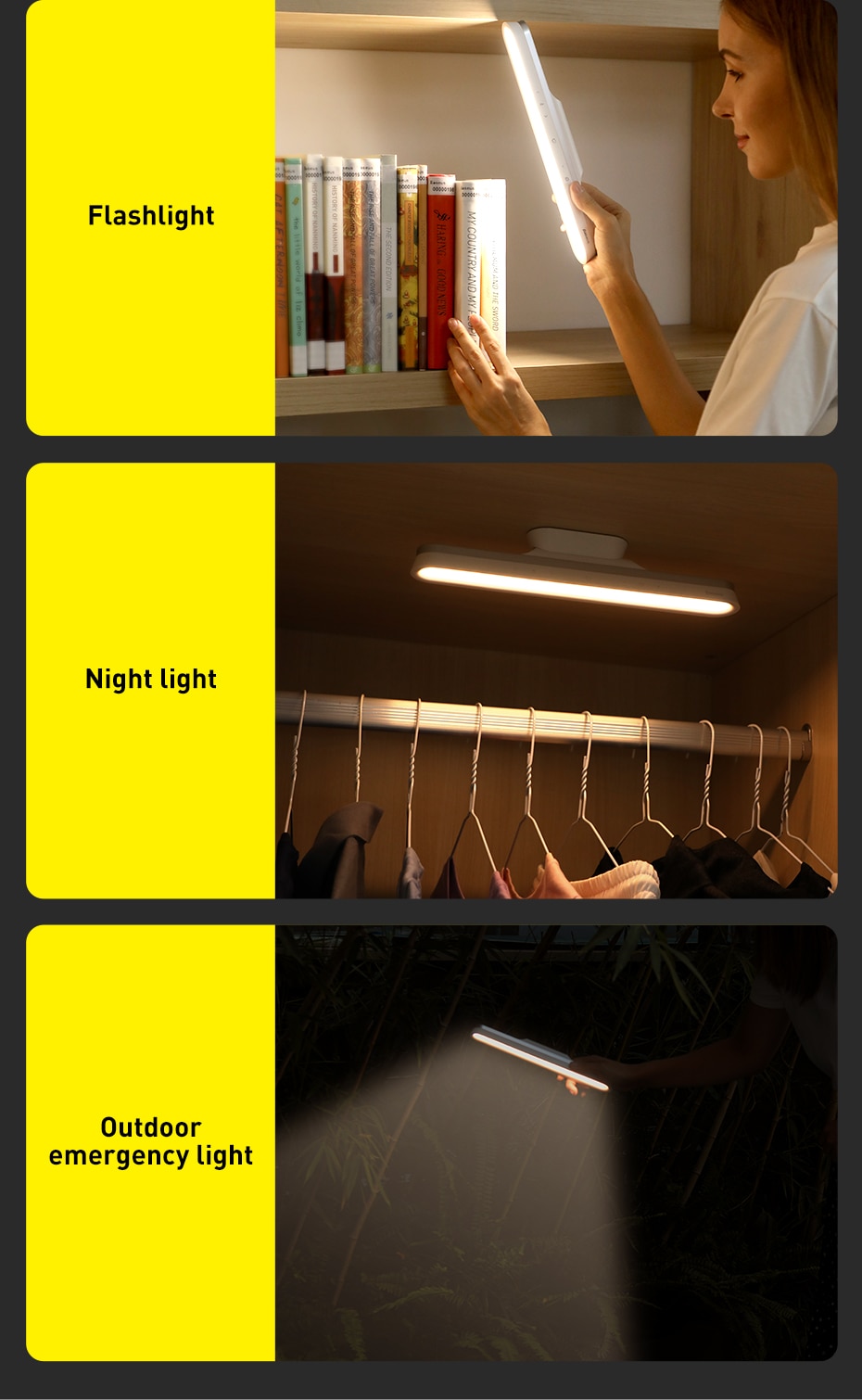 Baseus Magnetic LED Bedside Lamp Under Cabinet Lamp for Home Kitchen Room Gray