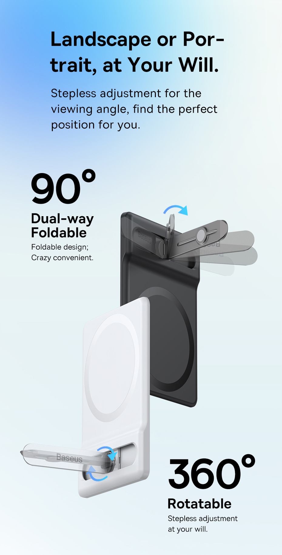 Baseus Foldable Magnetic Phone Holder Stand For iPhone 13 12 Pro Max Flexible Adjustable Desk Desktop Cell Phone Holder Bracket