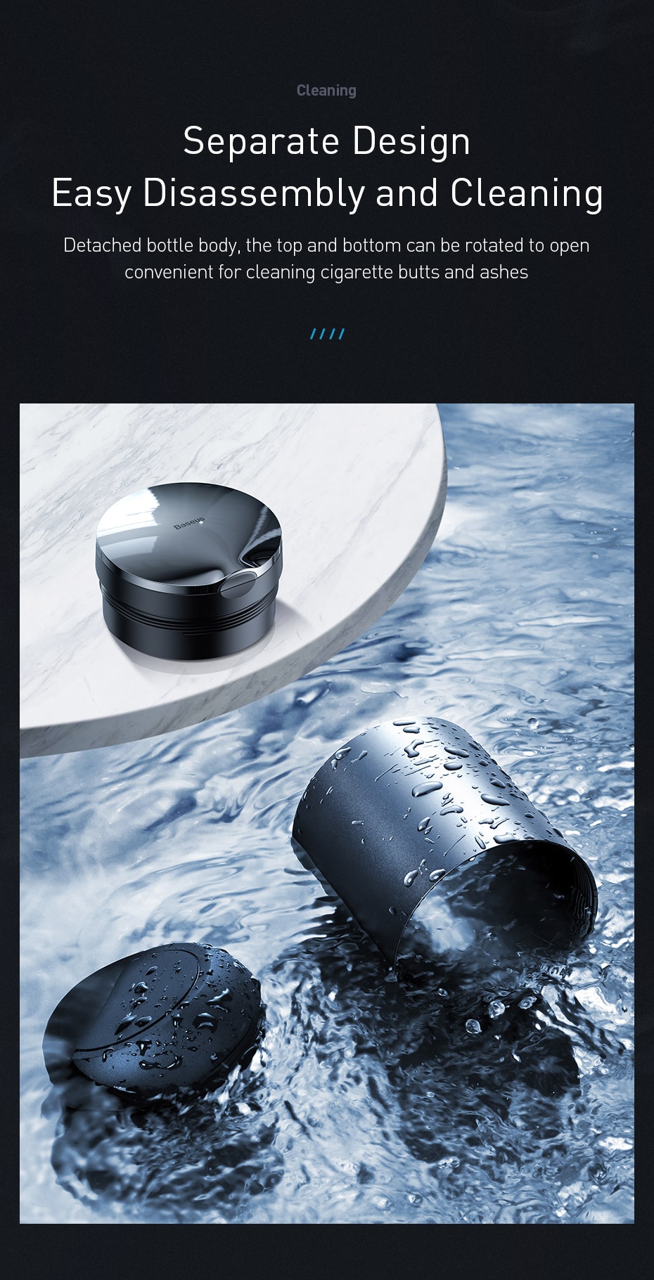 Baseus Premium Car Ashtray Black