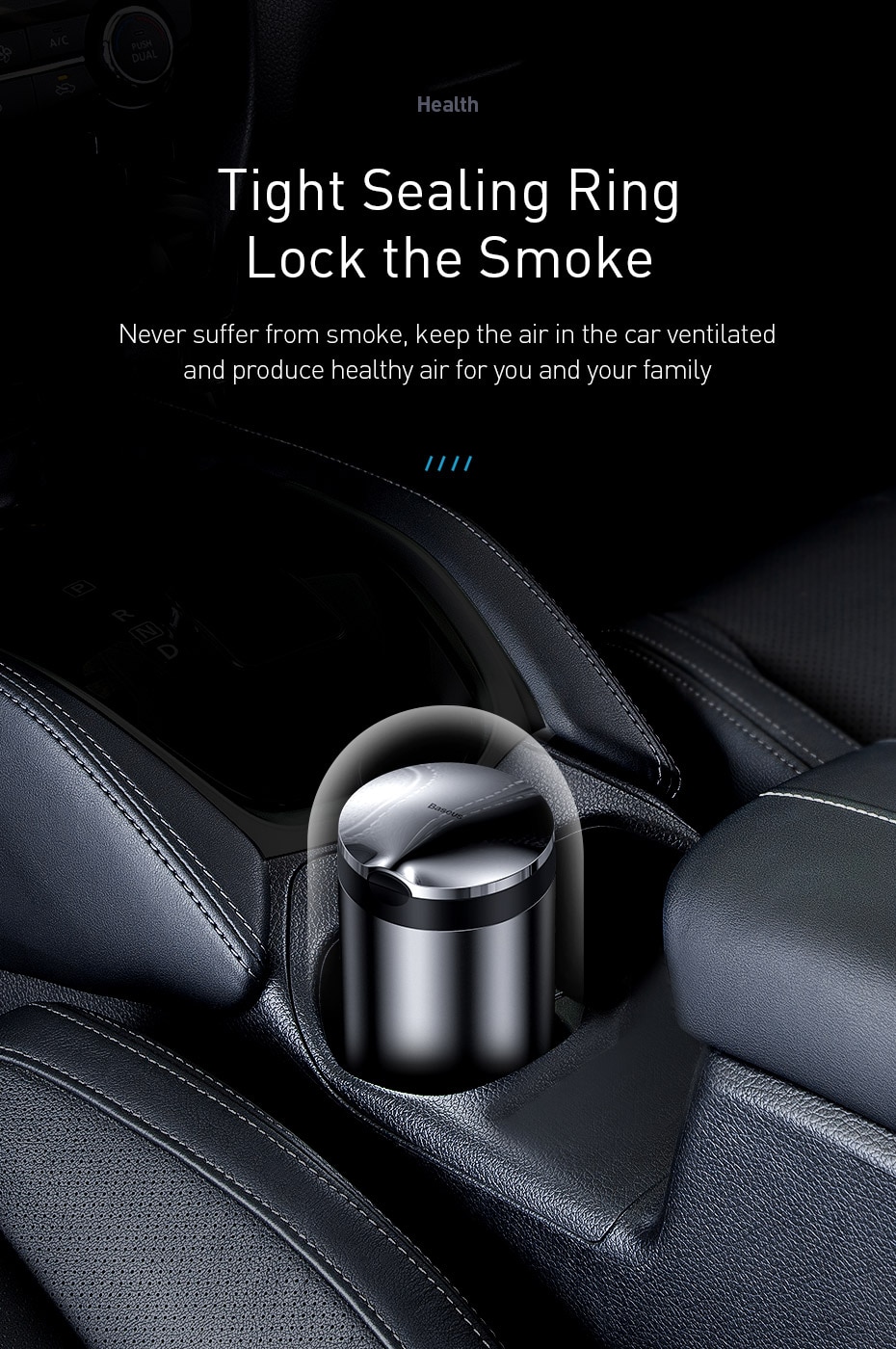 Baseus Premium Car Ashtray Black