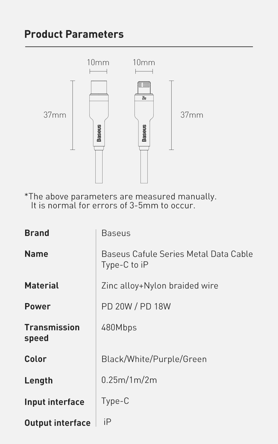 Baseus Cafule Series Metal Data Cable Type