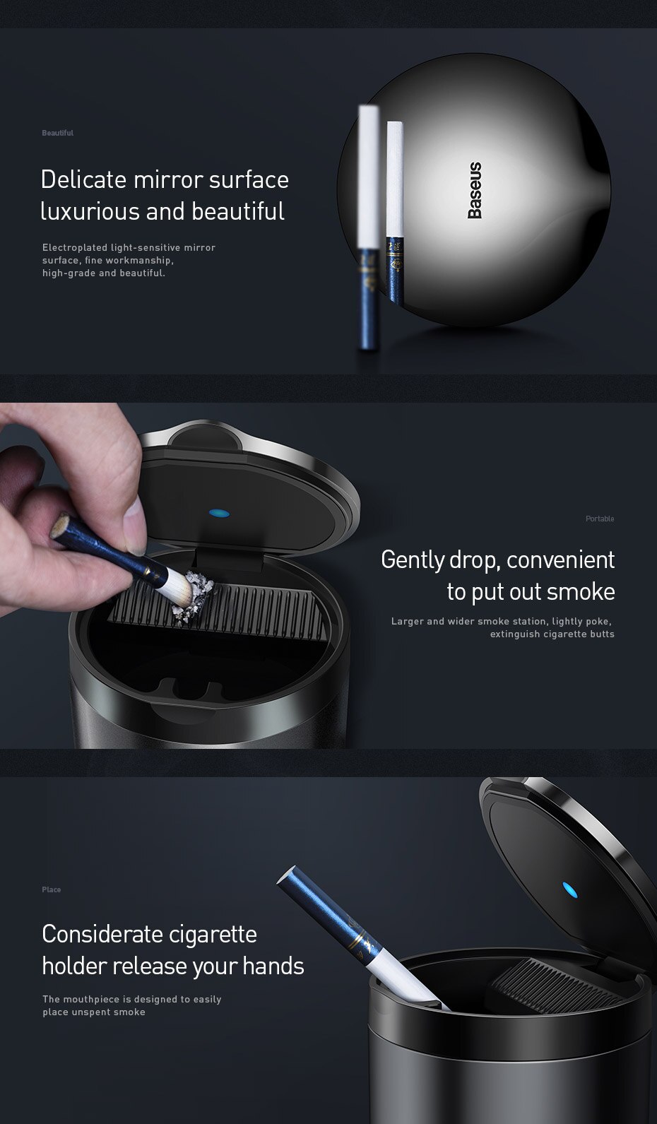 Baseus Premium Car Ashtray Black