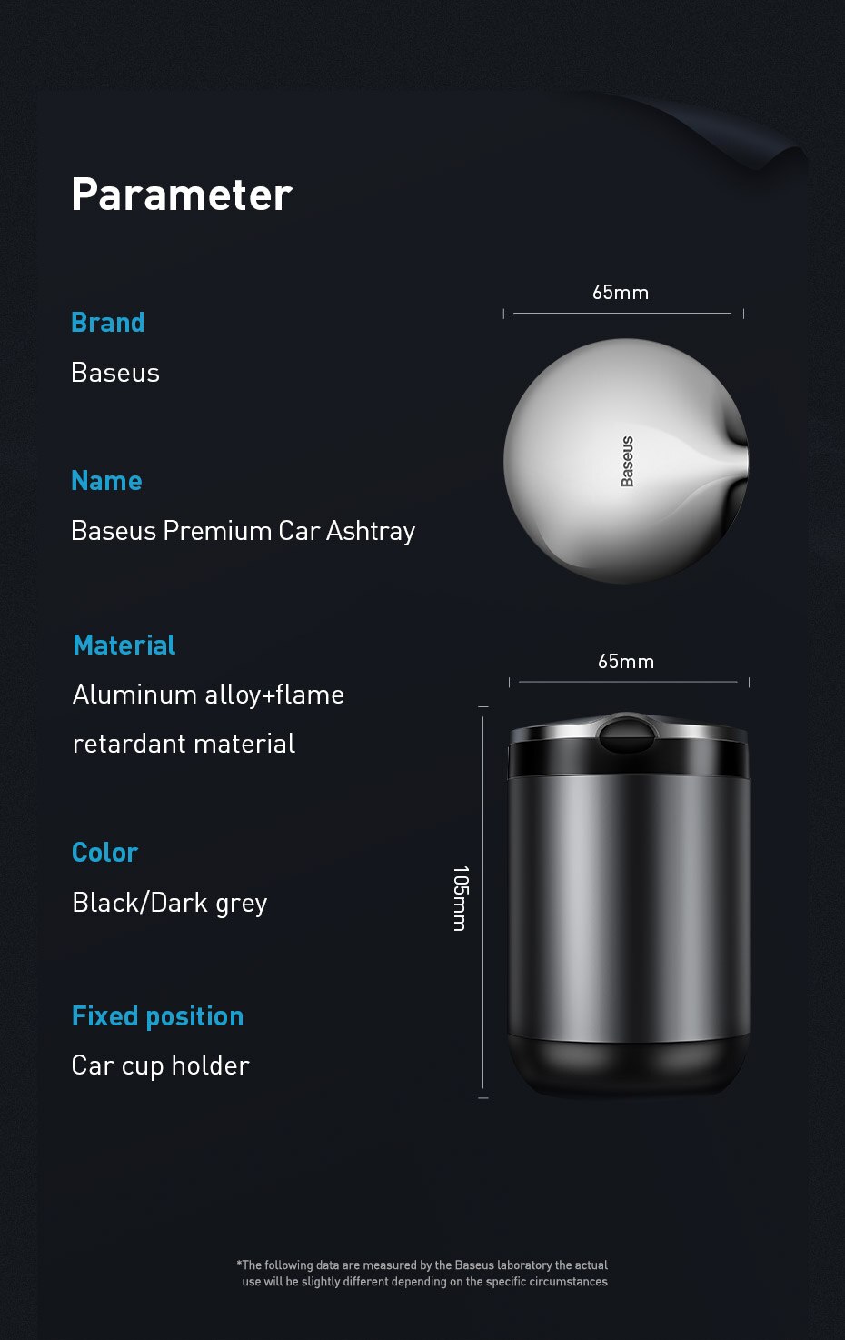 Baseus Premium Car Ashtray Black