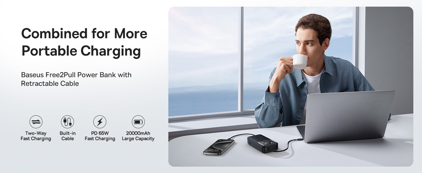 Baseus Free2Pull 20000mAh Power Bank with Built