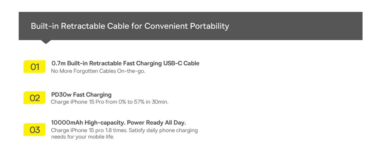 Baseus Free2Pull 10000mAh Power Bank with Built