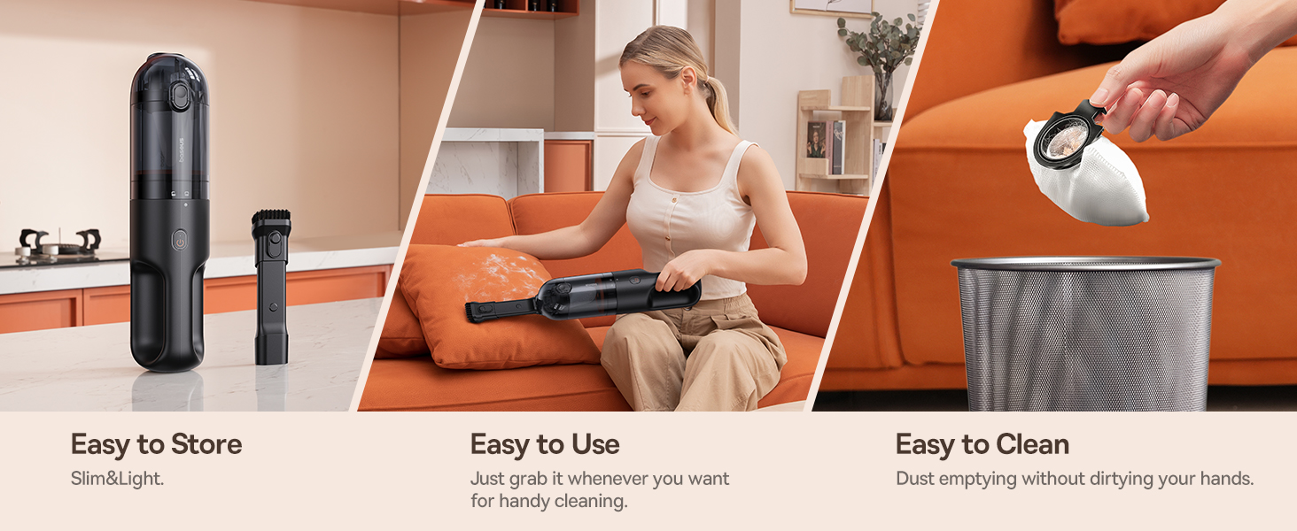 Baseus AP01 Wireless Handy Vacuum Cleaner with Disposable Dust Bags for Home &amp; Car