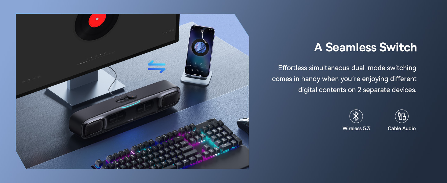 Baseus AeQur Series DS10 Desktop Mini Soundbar Bluetooth Speaker (without Battery)