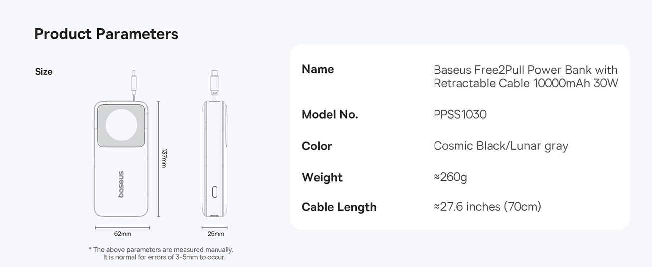 Baseus Free2Pull 10000mAh Power Bank with Built