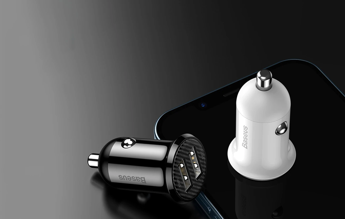 Baseus Grain Pro Car Charger (Dual USB 4.8A) – Universal Compatibility, Charge 2 Devices Simultaneously, Complete Protection