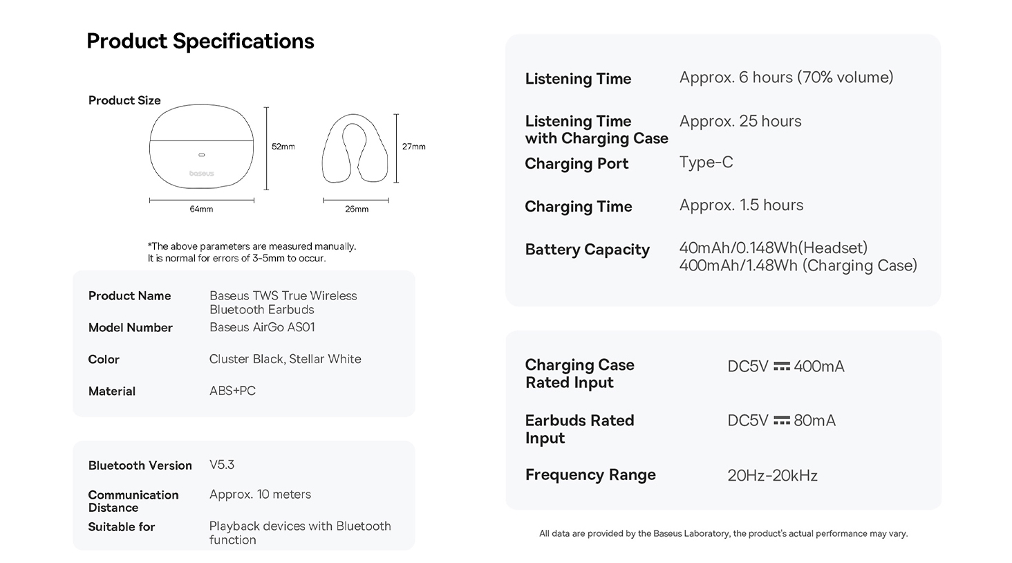 Baseus AirGo AS01 Open Ear Clip On Wireless Earbuds for Sports