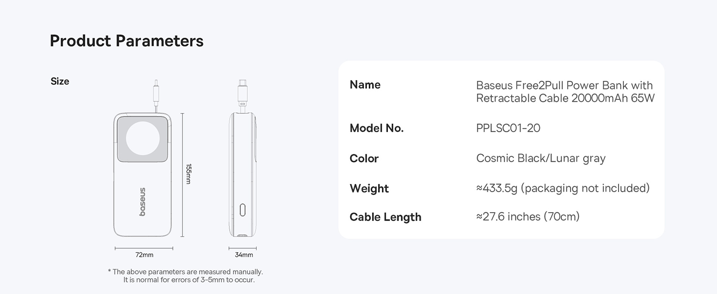 Baseus Free2Pull 20000mAh Power Bank with Built
