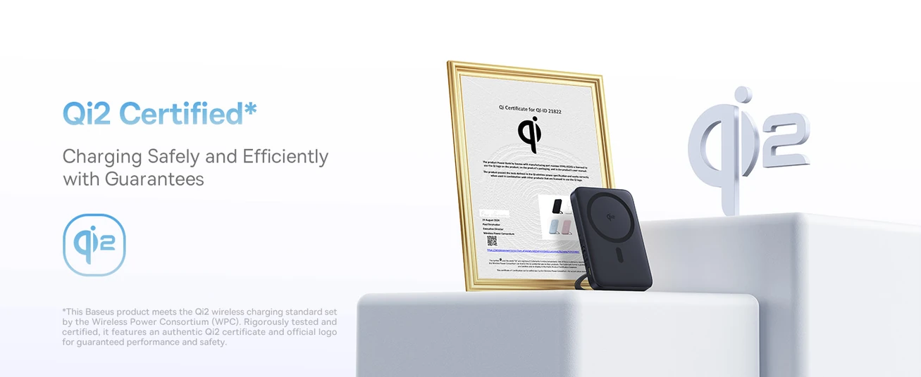 Baseus PicoGo Qi2 Magnetic Power Bank – 5000mAh, 15W Wireless Charging, 20W PD USB