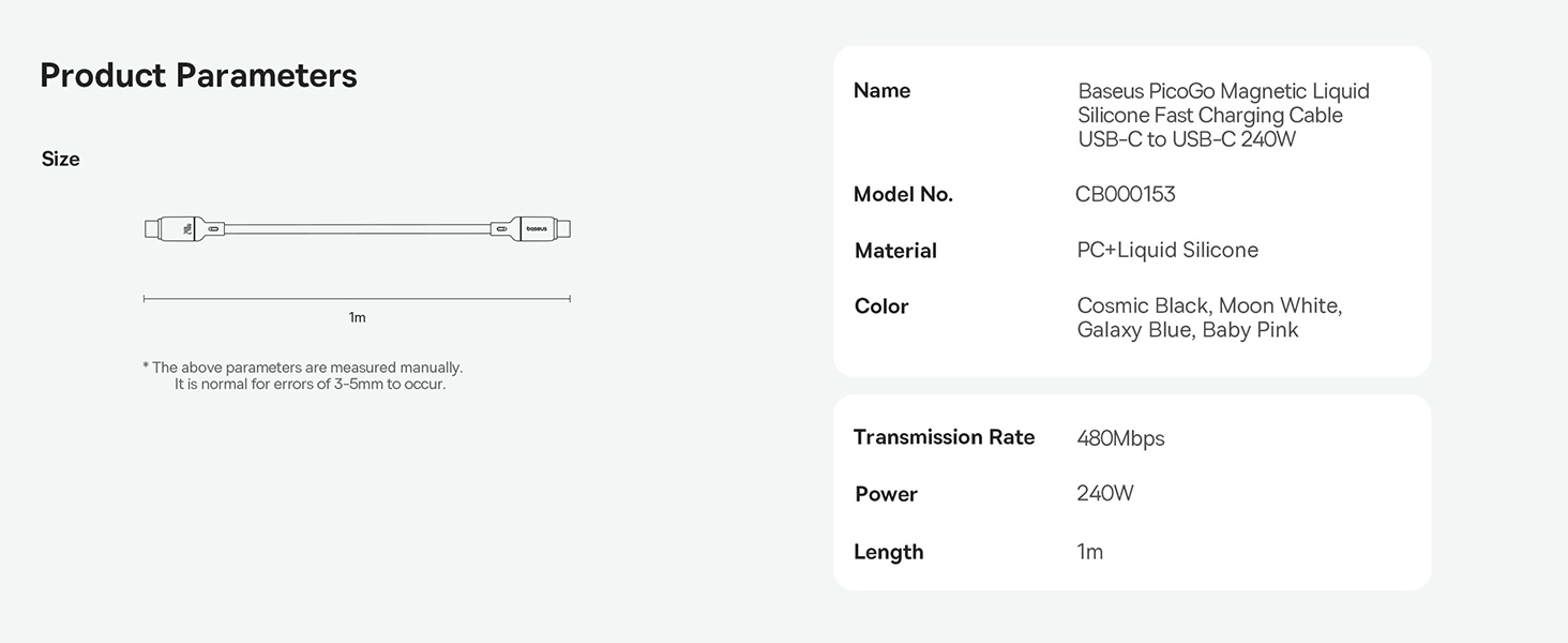 Baseus PicoGo 240W Magnetic Fast Charging USB