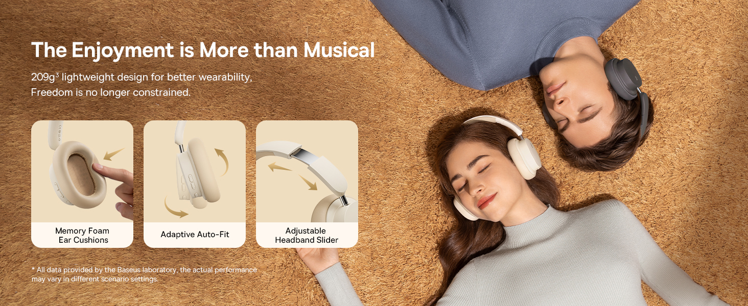 Baseus Bowie D05 Wireless Bluetooth Headset Foldable HiFi Stereo Music Headphone Creamy