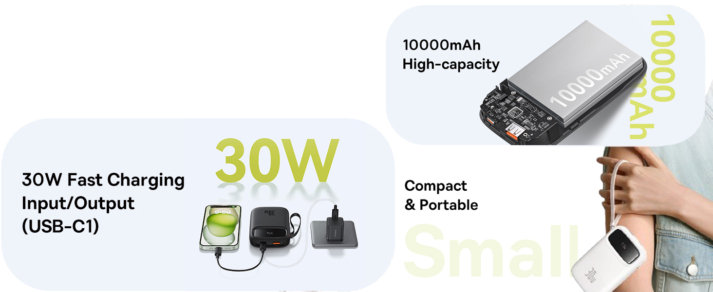 Baseus QPow2 10000mAh Digital Display Fast Charge Power Bank 30W With Built