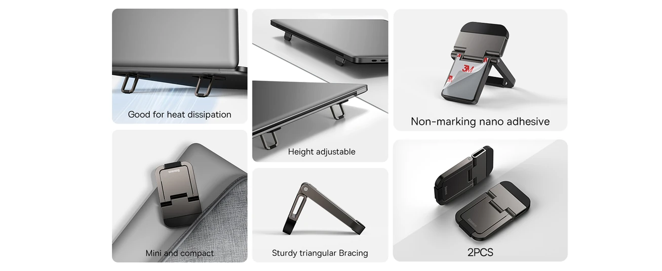 Baseus Slim Laptop Kickstand (2 PCS) Compact, Durable, Heat Dissipation, Adjustable Viewing Angle