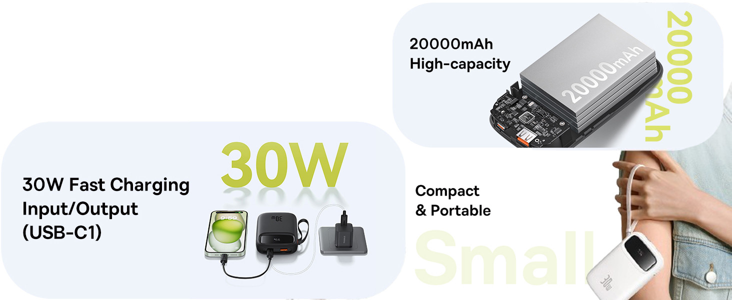 Baseus QPow2 20000mAh Digital Display Fast Charge Power Bank 30W With Built